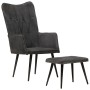 Sillón orejero con reposapiés lona negro vintage de vidaXL, Sillones - Ref: Foro24-339670, Precio: 92,24 €, Descuento: %