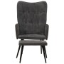 Sillón orejero con reposapiés lona negro vintage de vidaXL, Sillones - Ref: Foro24-339670, Precio: 92,24 €, Descuento: %