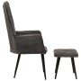 Sillón orejero con reposapiés lona negro vintage de vidaXL, Sillones - Ref: Foro24-339670, Precio: 92,24 €, Descuento: %