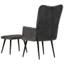 Sillón orejero con reposapiés lona negro vintage de vidaXL, Sillones - Ref: Foro24-339670, Precio: 92,24 €, Descuento: %