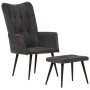 Sillón orejero con reposapiés lona negro vintage de vidaXL, Sillones - Ref: Foro24-339670, Precio: 92,24 €, Descuento: %