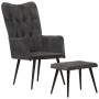 Sillón orejero con reposapiés lona negro vintage de vidaXL, Sillones - Ref: Foro24-339670, Precio: 92,24 €, Descuento: %