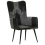 Sillón orejero cuero auténtico negro y gris de vidaXL, Sillones - Ref: Foro24-339662, Precio: 83,18 €, Descuento: %