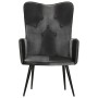 Sillón orejero cuero auténtico negro y gris de vidaXL, Sillones - Ref: Foro24-339662, Precio: 83,18 €, Descuento: %