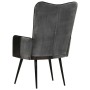 Sillón orejero cuero auténtico negro y gris de vidaXL, Sillones - Ref: Foro24-339662, Precio: 83,18 €, Descuento: %