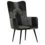 Sillón orejero cuero auténtico negro y gris de vidaXL, Sillones - Ref: Foro24-339662, Precio: 83,18 €, Descuento: %