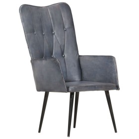 Sillón orejero de cuero auténtico gris canela de vidaXL, Sillones - Ref: Foro24-339649, Precio: 84,99 €, Descuento: %