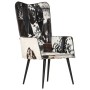 Black and white genuine leather wing chair by vidaXL, Armchairs - Ref: Foro24-339658, Price: 130,20 €, Discount: %