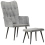 Sillón orejero con reposapiés lona gris vintage de vidaXL, Sillones - Ref: Foro24-339669, Precio: 92,24 €, Descuento: %