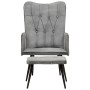 Sillón orejero con reposapiés lona gris vintage de vidaXL, Sillones - Ref: Foro24-339669, Precio: 92,24 €, Descuento: %