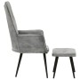 Sillón orejero con reposapiés lona gris vintage de vidaXL, Sillones - Ref: Foro24-339669, Precio: 92,24 €, Descuento: %