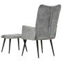 Sillón orejero con reposapiés lona gris vintage de vidaXL, Sillones - Ref: Foro24-339669, Precio: 92,24 €, Descuento: %