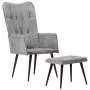 Sillón orejero con reposapiés lona gris vintage de vidaXL, Sillones - Ref: Foro24-339669, Precio: 92,24 €, Descuento: %