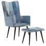 Sillón con reposapiés lona patchwork azul vaquero de vidaXL, Sillones - Ref: Foro24-339672, Precio: 111,50 €, Descuento: %