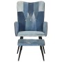 Sillón con reposapiés lona patchwork azul vaquero de vidaXL, Sillones - Ref: Foro24-339672, Precio: 110,85 €, Descuento: %