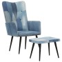 Sillón con reposapiés lona patchwork azul vaquero de vidaXL, Sillones - Ref: Foro24-339672, Precio: 110,85 €, Descuento: %