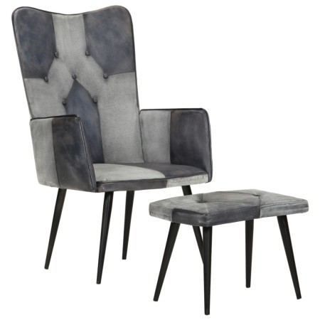 Gray canvas and genuine leather armchair with footrest by vidaXL, Armchairs - Ref: Foro24-339677, Price: 103,94 €, Discount: %