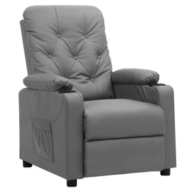 Sillón reclinable de cuero sintético gris de vidaXL, Sillones - Ref: Foro24-339126, Precio: 227,59 €, Descuento: %