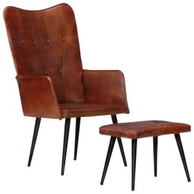 Brown genuine leather wing chair with footrest by vidaXL, Armchairs - Ref: Foro24-339664, Price: 110,18 €, Discount: %