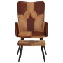 Armchair with footrest in genuine leather and brown canvas by vidaXL, Armchairs - Ref: Foro24-339676, Price: 85,29 €, Discoun...