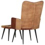 Armchair with footrest in genuine leather and brown canvas by vidaXL, Armchairs - Ref: Foro24-339676, Price: 85,29 €, Discoun...