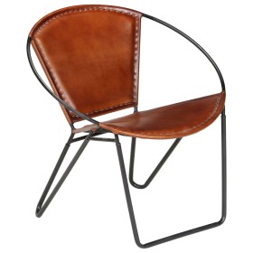 Silla de cuero auténtico marrón de vidaXL, Sillones - Ref: Foro24-246367, Precio: 187,42 €, Descuento: %