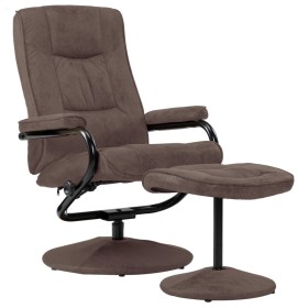 Sillón para la TV con reposapiés piel de ante sintética marrón de vidaXL, Sillones - Ref: Foro24-249308, Precio: 196,99 €, De...