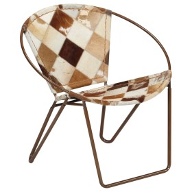 Silla con estampado de rombos de cuero auténtico marrón de vidaXL, Sillones - Ref: Foro24-246370, Precio: 111,99 €, Descuento: %