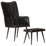 Sillón orejero con reposapiés cuero auténtico negro de vidaXL, Sillones - Ref: Foro24-339666, Precio: 110,51 €, Descuento: %