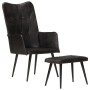 Sillón orejero con reposapiés cuero auténtico negro de vidaXL, Sillones - Ref: Foro24-339666, Precio: 110,51 €, Descuento: %