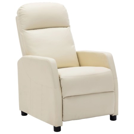 Sillón reclinable de cuero sintético blanco crema de vidaXL, Sillones - Ref: Foro24-321353, Precio: 199,99 €, Descuento: %