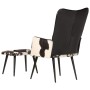 Sillón orejero con reposapiés cuero auténtico negro de vidaXL, Sillones - Ref: Foro24-339674, Precio: 155,30 €, Descuento: %