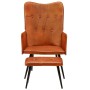 Brown genuine leather wing chair with footrest by vidaXL, Armchairs - Ref: Foro24-339663, Price: 104,99 €, Discount: %