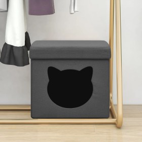 Folding stool with cat print storage in gray fabric by vidaXL, Folding stools and chairs - Ref: Foro24-338753, Price: 19,99 €...