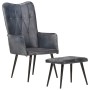 Sillón orejero con reposapiés cuero auténtico gris de vidaXL, Sillones - Ref: Foro24-339665, Precio: 104,52 €, Descuento: %