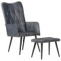 Sillón orejero con reposapiés cuero auténtico gris de vidaXL, Sillones - Ref: Foro24-339665, Precio: 104,52 €, Descuento: %