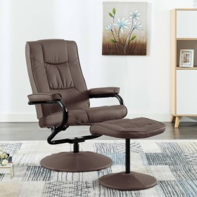 Brauner TV-Sessel aus Kunstleder mit Fußstütze von vidaXL, Sessel - Ref: Foro24-249298, Preis: 151,79 €, Rabatt: %