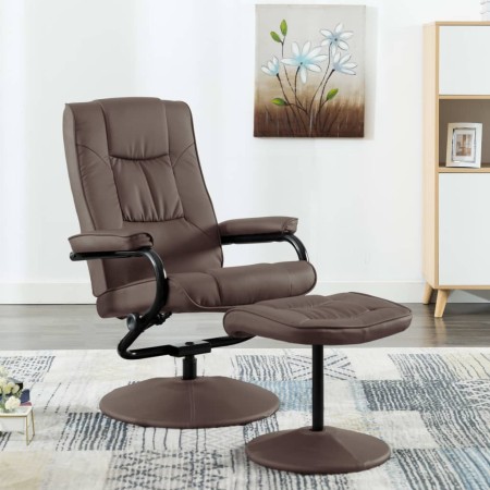 Brown synthetic leather TV armchair with footrest by vidaXL, Armchairs - Ref: Foro24-249298, Price: 151,99 €, Discount: %