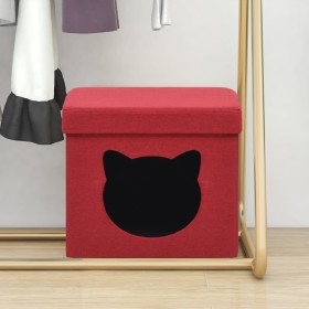 Taburete plegable con almacenaje estampado gato tela grojo vino de vidaXL, Taburetes y sillas plegables - Ref: Foro24-338759,...