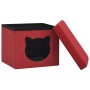 Taburete plegable con almacenaje estampado gato tela grojo vino de vidaXL, Taburetes y sillas plegables - Ref: Foro24-338759,...