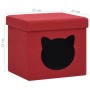 Taburete plegable con almacenaje estampado gato tela grojo vino de vidaXL, Taburetes y sillas plegables - Ref: Foro24-338759,...