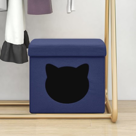 Folding stool with storage cat print blue fabric by vidaXL, Folding stools and chairs - Ref: Foro24-338758, Price: 17,50 €, D...