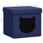 Taburete plegable con almacenaje estampado de gatos tela azul de vidaXL, Taburetes y sillas plegables - Ref: Foro24-338758, P...