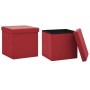 Taburete de almacenaje plegable 2 uds rojo vino tinto PVC de vidaXL, Taburetes y sillas plegables - Ref: Foro24-338789, Preci...