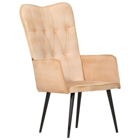 Tan Cream Genuine Leather Wing Chair by vidaXL, Armchairs - Ref: Foro24-339651, Price: 80,08 €, Discount: %