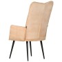 Sillón orejero de cuero auténtico color crema canela de vidaXL, Sillones - Ref: Foro24-339651, Precio: 80,08 €, Descuento: %