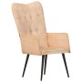 Sillón orejero de cuero auténtico color crema canela de vidaXL, Sillones - Ref: Foro24-339651, Precio: 80,08 €, Descuento: %