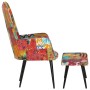 Sillón con reposapiés lona patchwork multicolor de vidaXL, Sillones - Ref: Foro24-339671, Precio: 137,99 €, Descuento: %