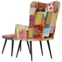 Sillón con reposapiés lona patchwork multicolor de vidaXL, Sillones - Ref: Foro24-339671, Precio: 137,99 €, Descuento: %