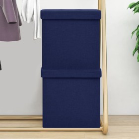 Folding storage stools 2 pcs blue synthetic linen by vidaXL, Folding stools and chairs - Ref: Foro24-338776, Price: 41,39 €, ...